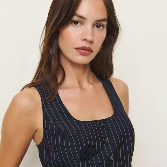 Reformation • NWT $240 Delanie top midnight stripe - Picture 2 of 5
